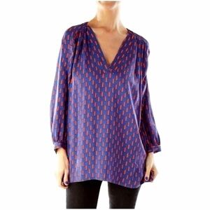 DVF Diane Von Furstenberg Key Printed silk Top size 8